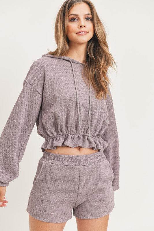 CROPPED HOODIE WITH SHORTS SET