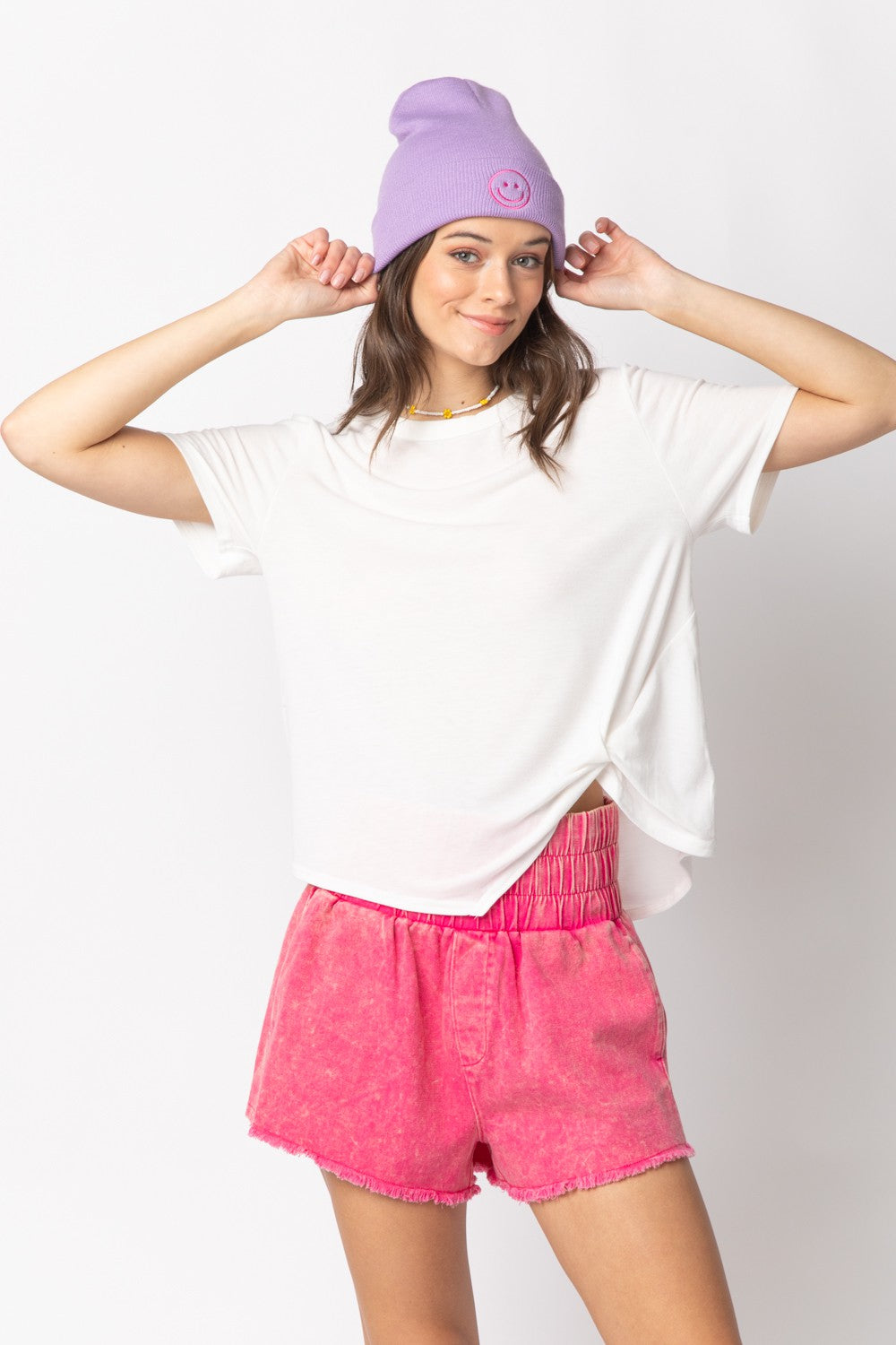 Short Sleeve Twisted Hem Knit Top