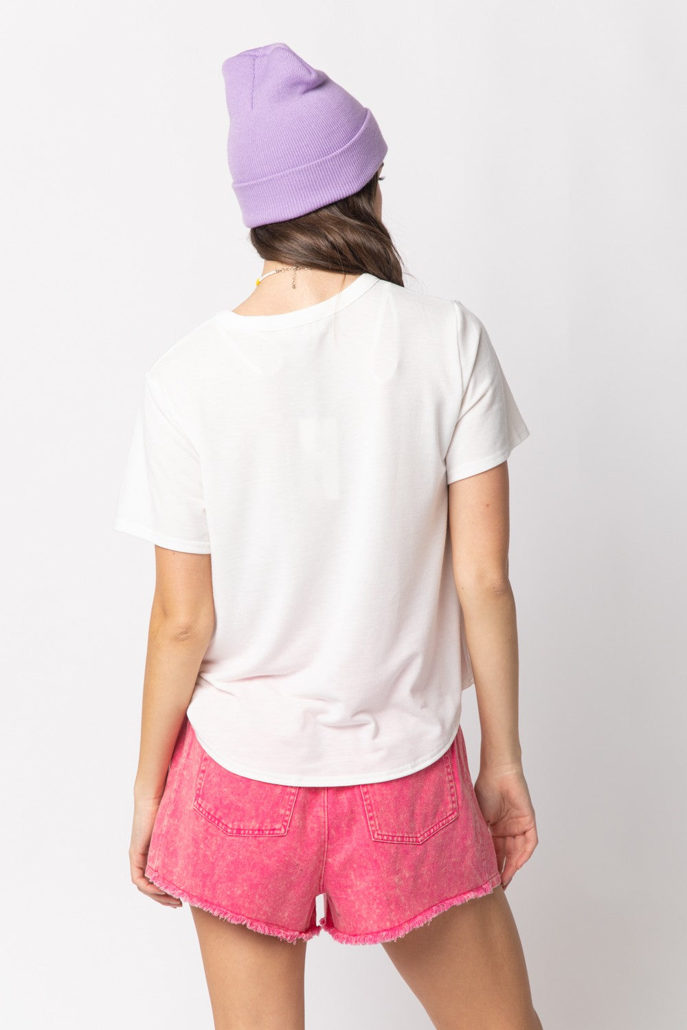 Short Sleeve Twisted Hem Knit Top