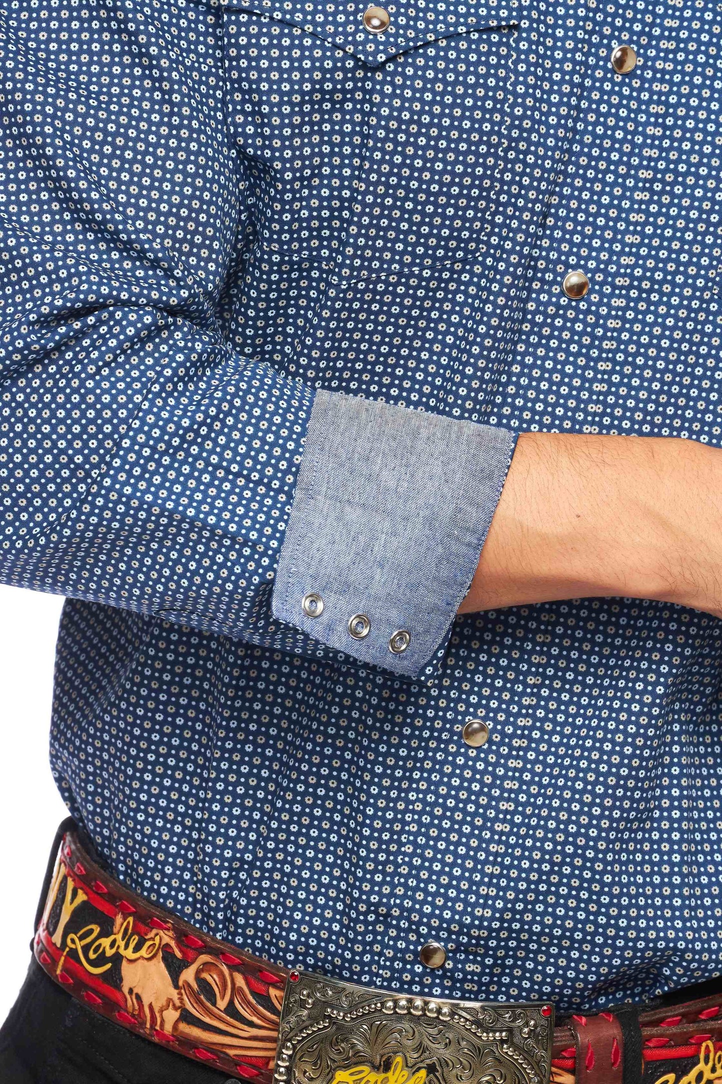 Rodeo Clothing Men's Print Long Sleeve Snap Shirt
