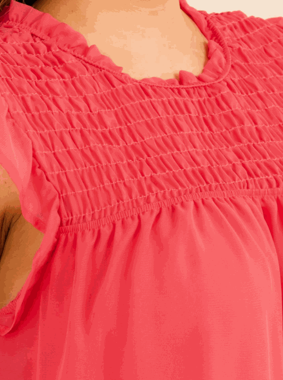 Solid Ruched Sleeveless Tunic Blouse Top- Plus Size