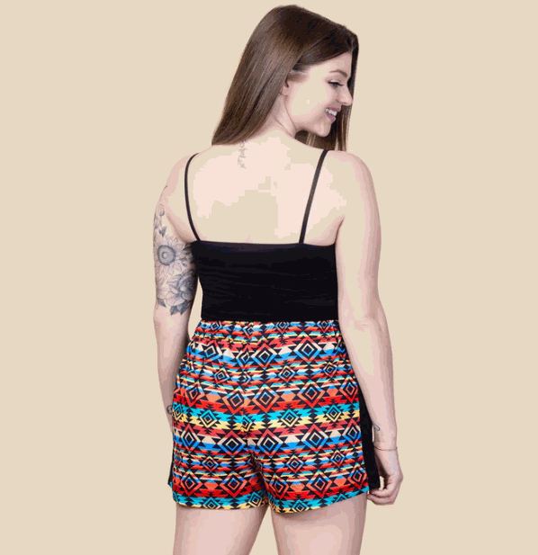 Aztec Drawstring Shorts with Pockets