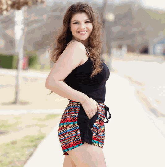 Aztec Drawstring Shorts with Pockets
