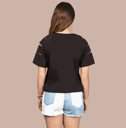 Half Sleeve Top with Serape Cut Sleeves