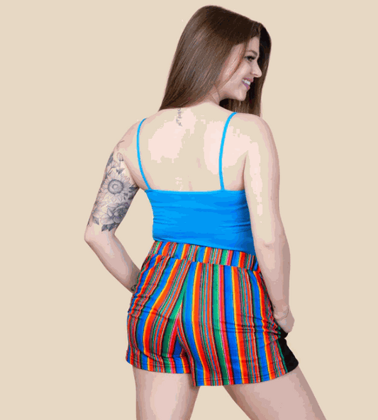 Serape Drawstring Shorts with Pockets