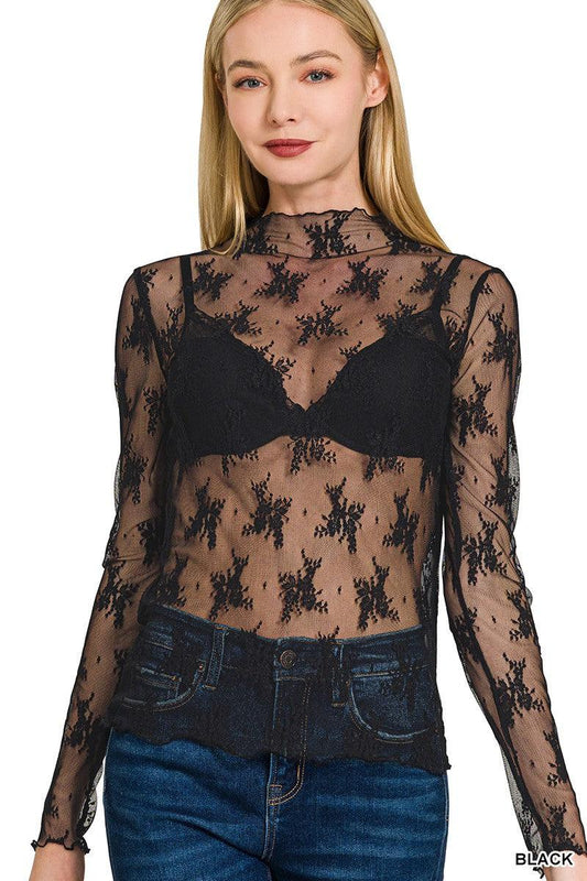FLORAL MESH TOPS