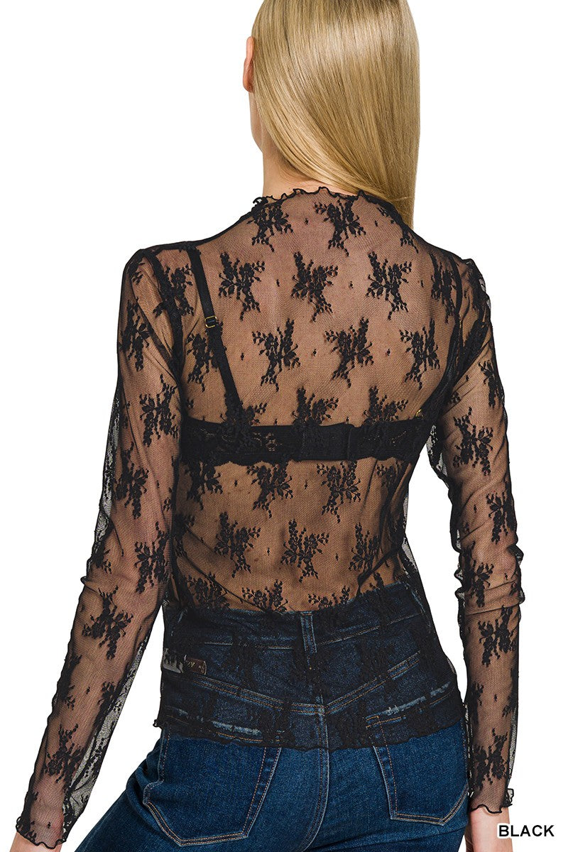 FLORAL MESH TOPS