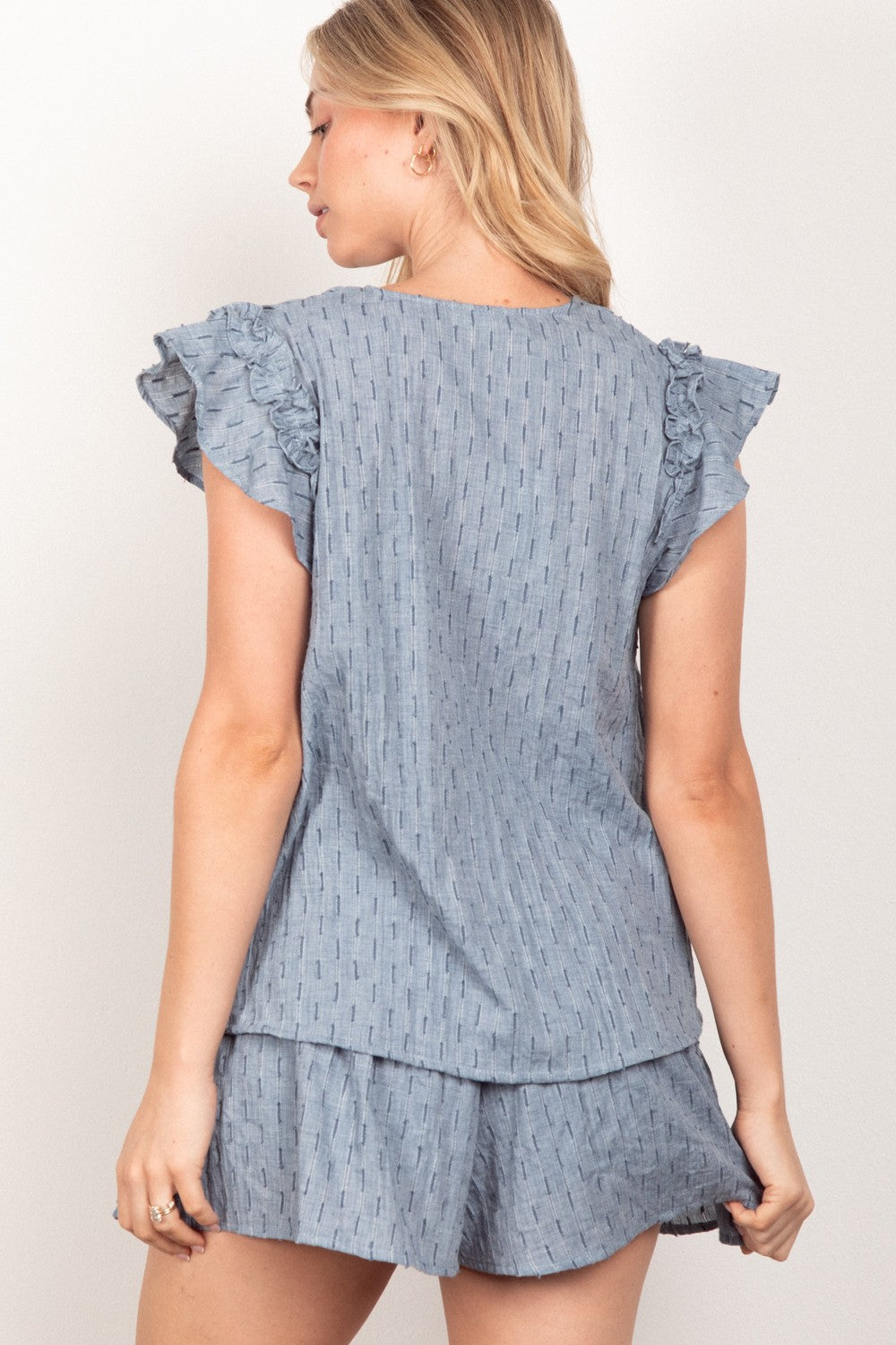 Cute Solid Cotton Woven Top & Shorts Set