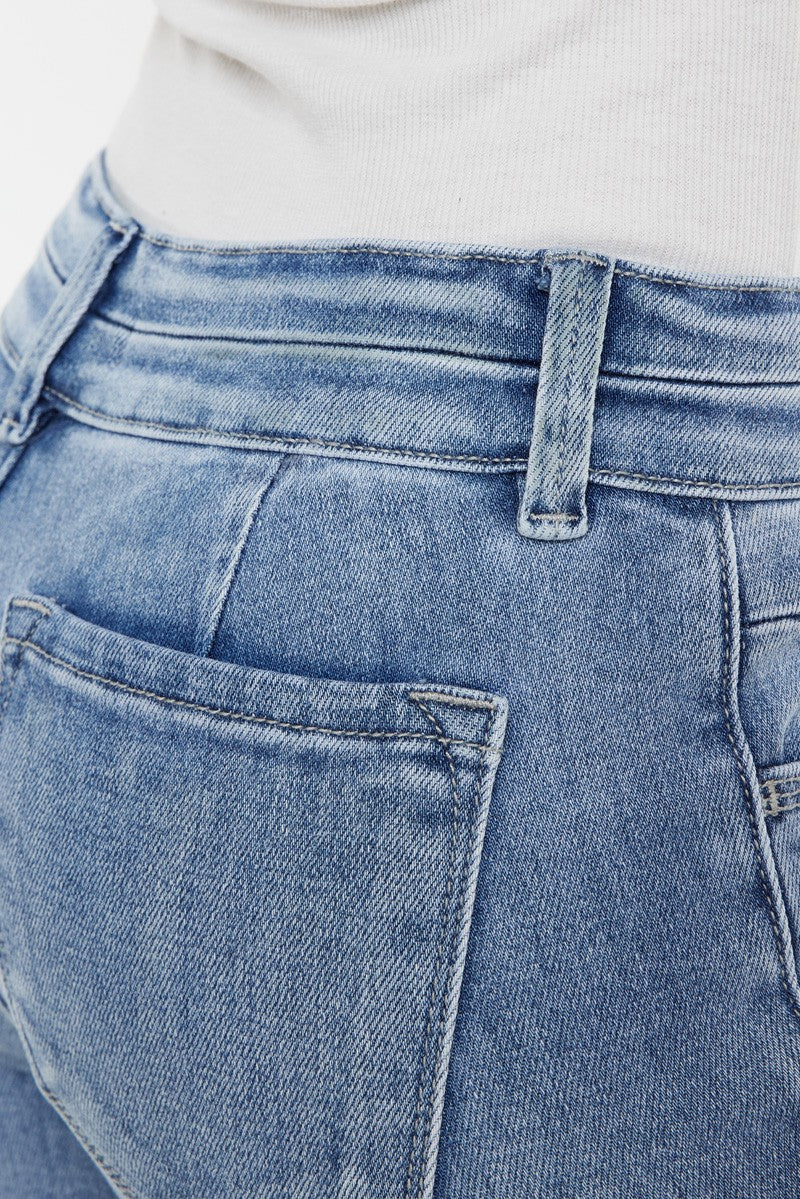 Kan Can- Selena Mid Rise Double Waist Band Flare