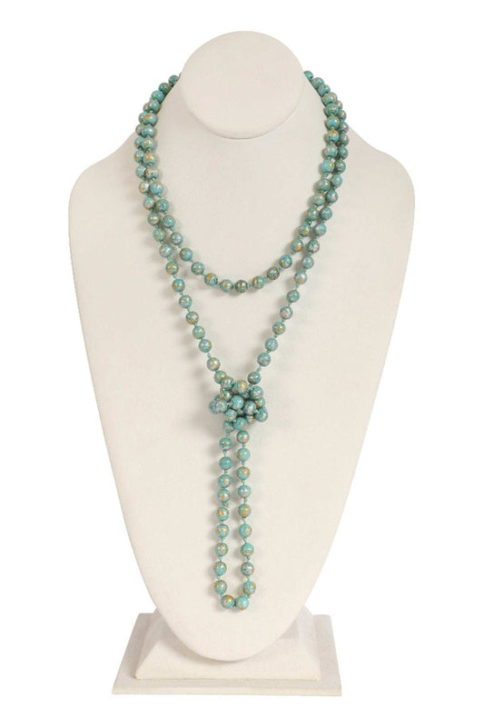 Versatile Long Natural Stone Beaded Necklace