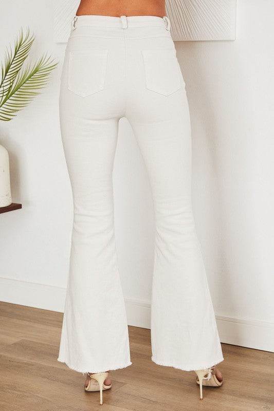 High Rise Flare Jean With Raw Hem Jeans