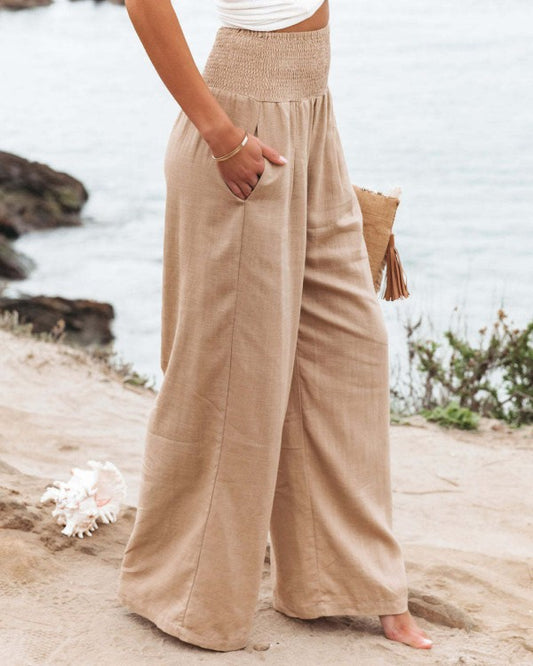 Cotton & Linen Wide-Leg Pants