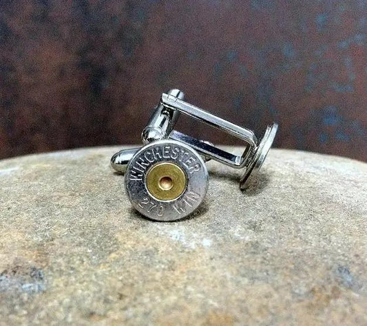 Winchester 270 Bullet Cufflinks, Brass or Nickel