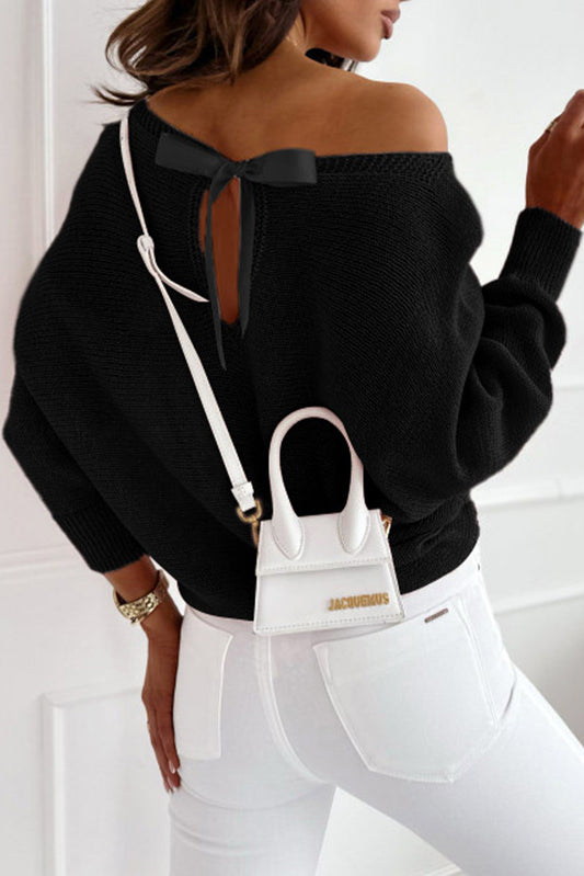 Ribbon Bow Knot Dolman Sleeve Sweater