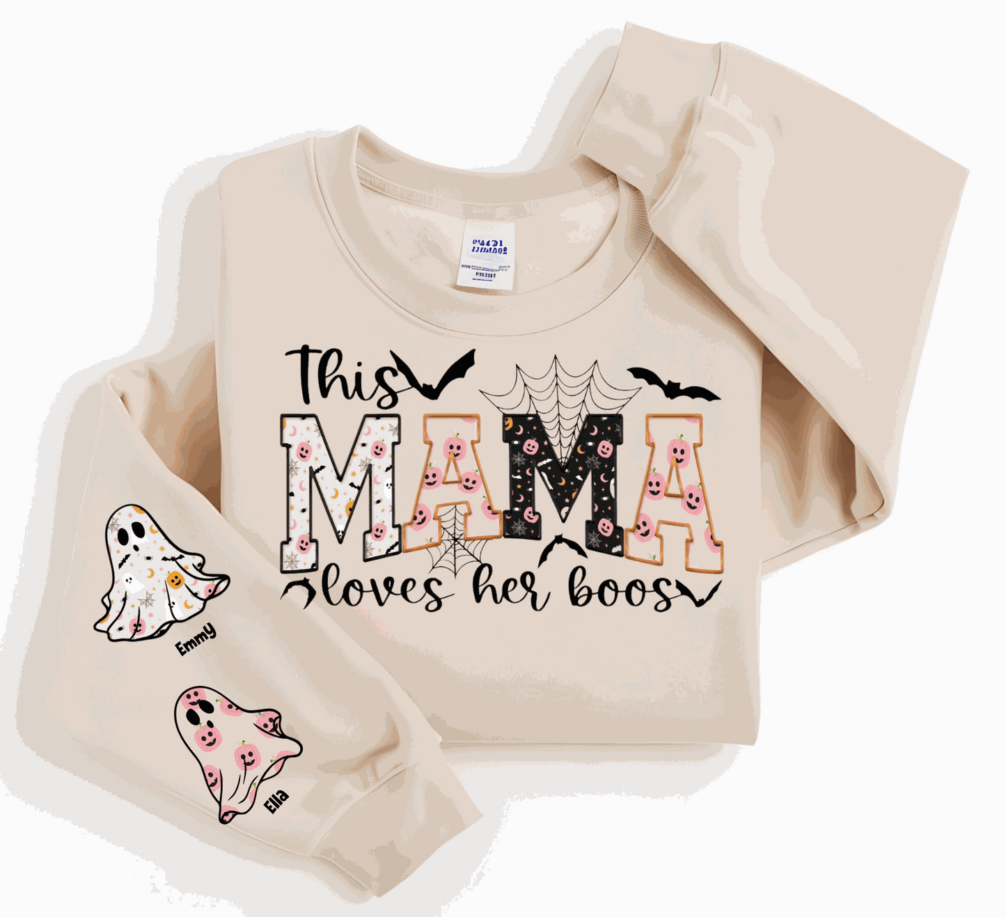 This Mama Loves Her Boos personalized Halloween sweatshirt.