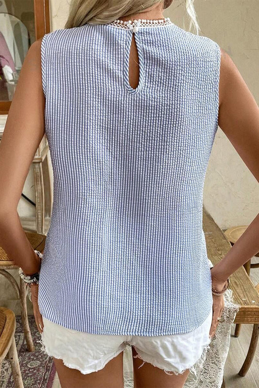 Stripe Lace Patchwork Tank Top