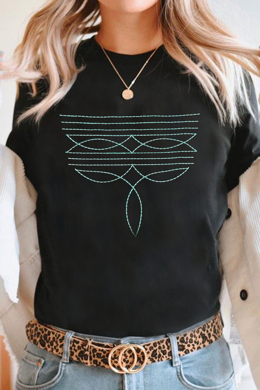 Boot Stitch Embroidered T-Shirt