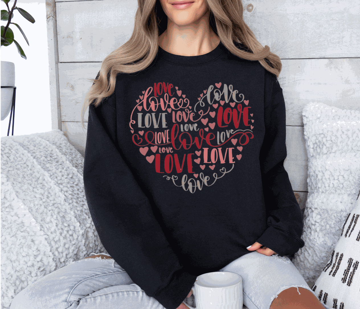 Red love heart graphic on a playful Love Heart shirt made from high-quality fabric