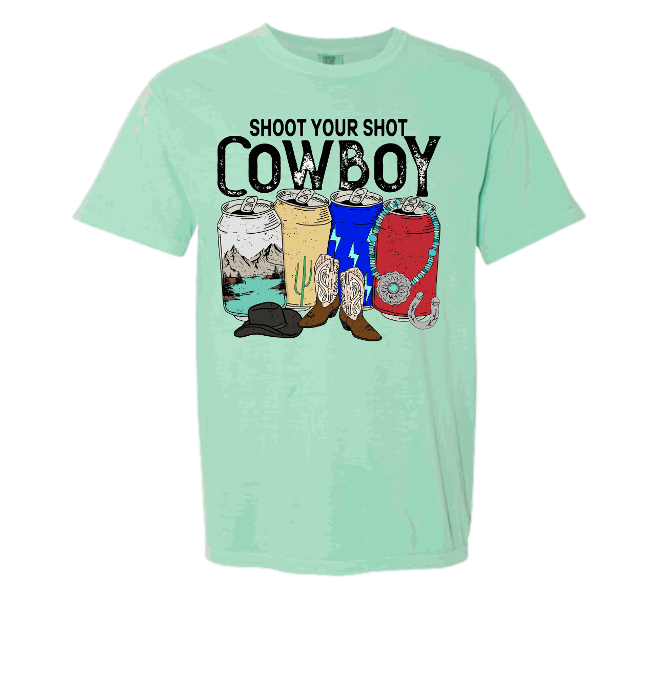 Shoot Your Shot Cowboy t-shirt with comfort colors, featuring a unique western design, stylish and casual.