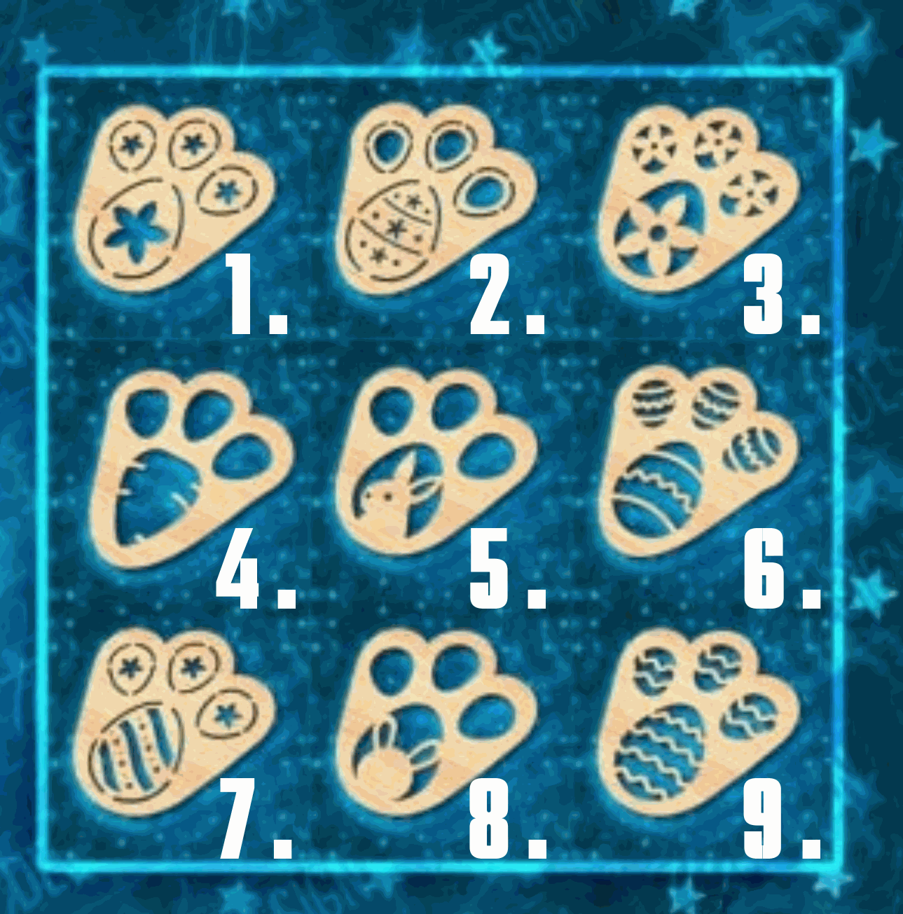 Easter Bunny Track Stencil showing playful bunny footprints for Easter decorations