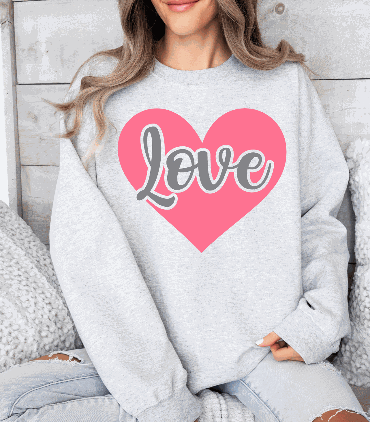 Pink Heart "Love" shirt with playful design and comfortable style