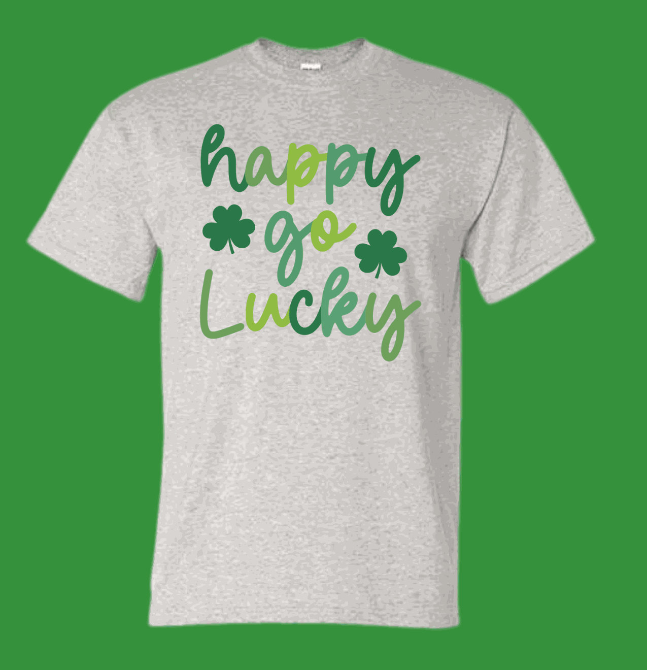 Happy Go Lucky St. Patrick's Day shirt with a cute design and lucky charm theme