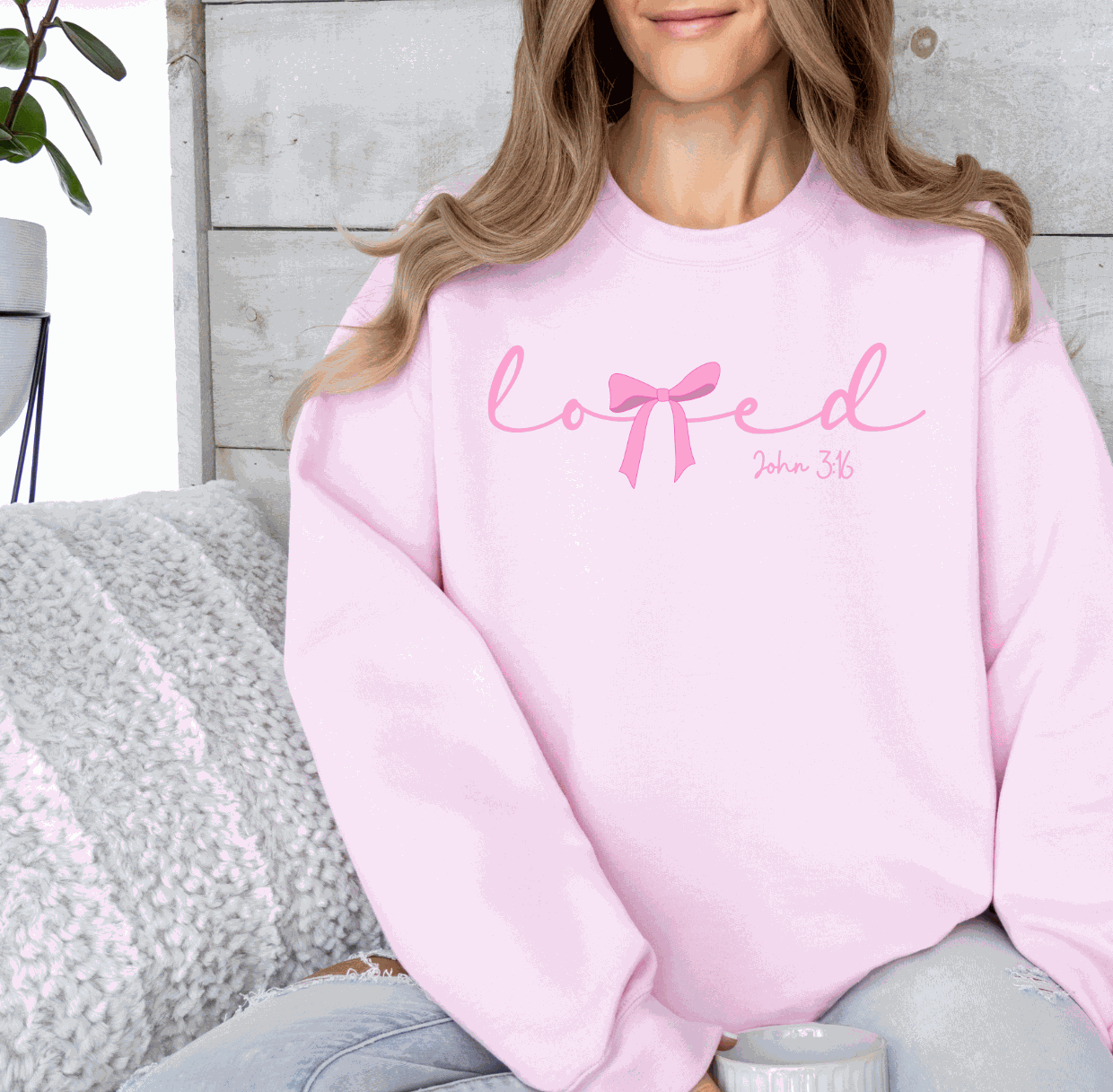 Loved John 3:16 shirt with cute bow design for stylish faith expression
