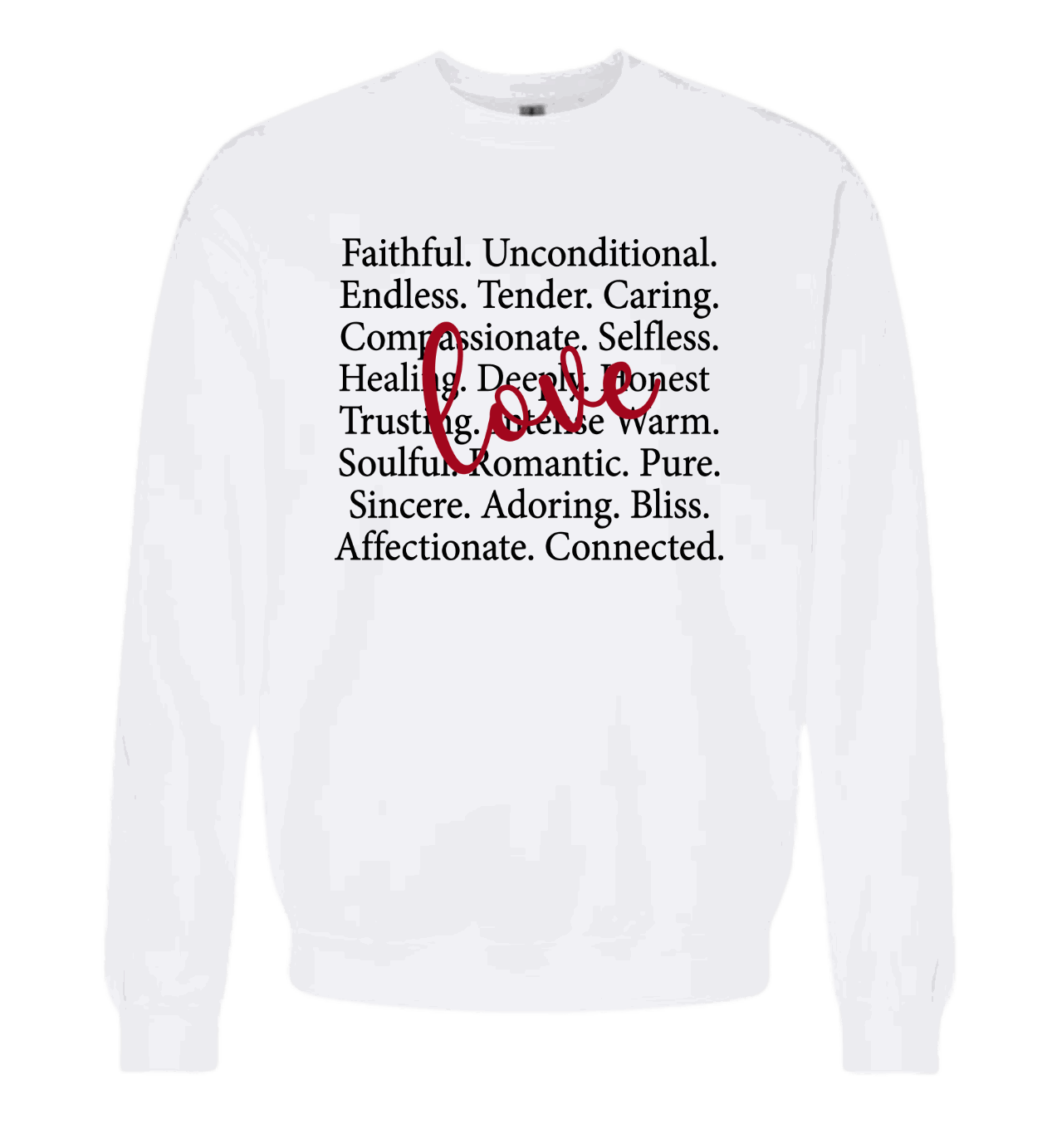 Love Word Collage text design on a shirt spreading romantic vibes