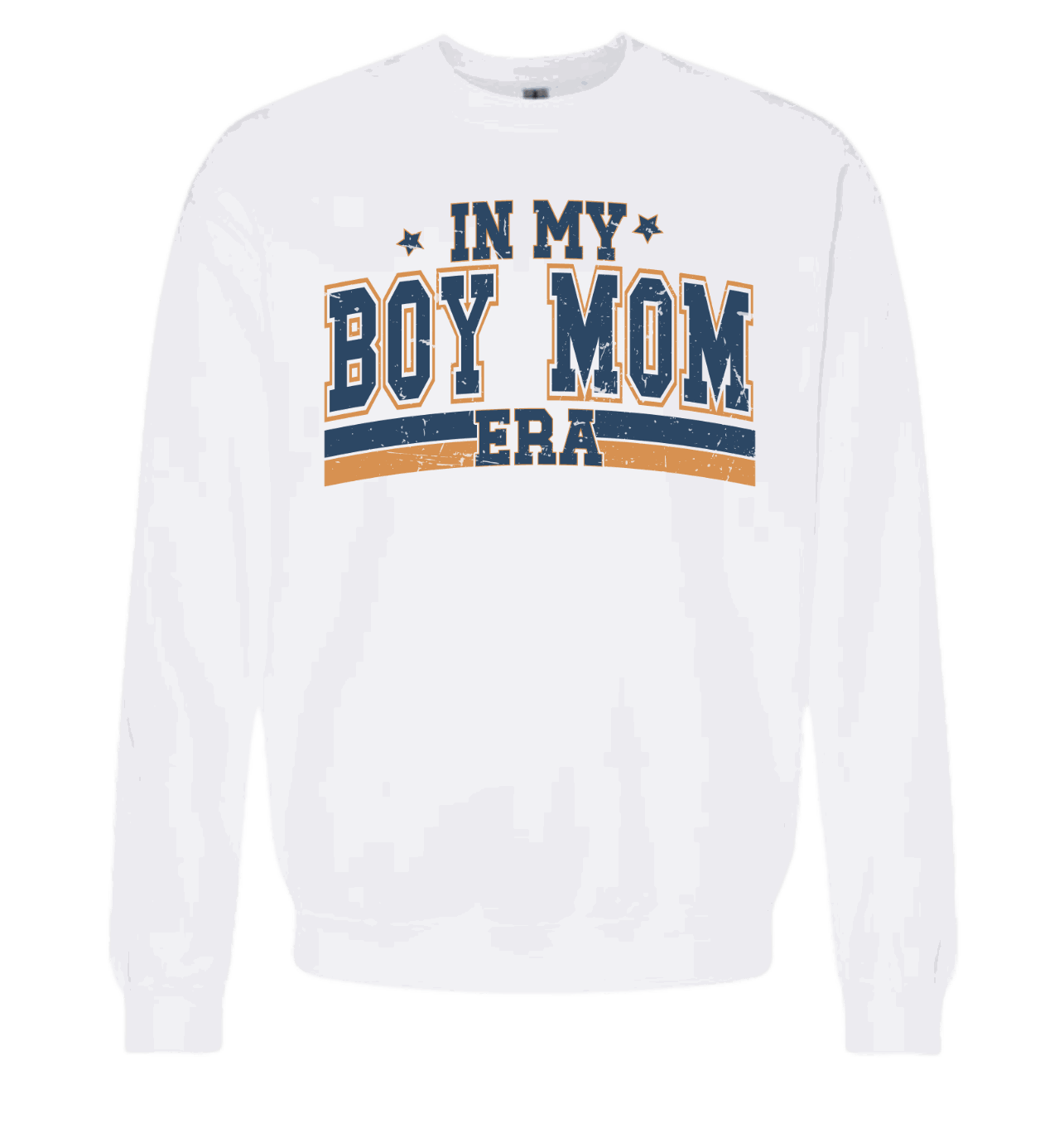 Woman wearing a playful "In My Boy Mom Era" shirt celebrating Boy Mom Era lifestyle