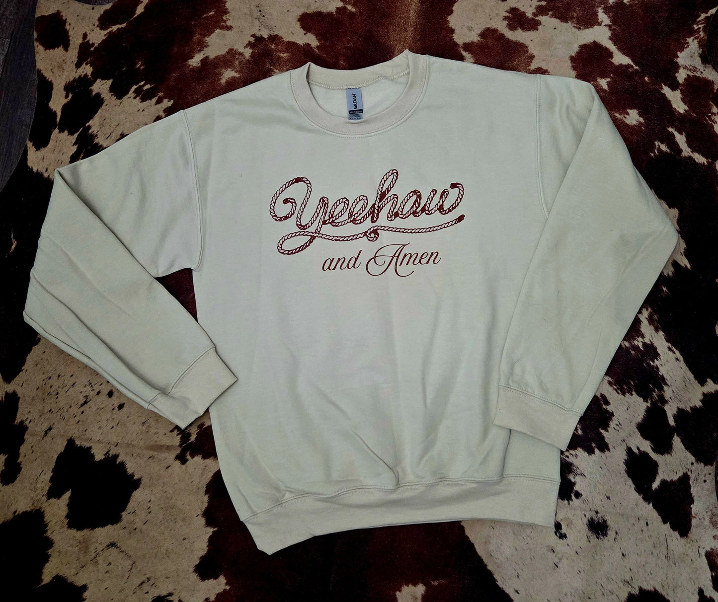 Yeehaw and Amen Sweatshirt- Sand
