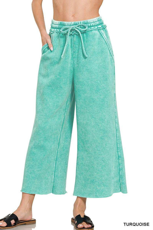 Zenana- Snow Wash Fleece Sweatpants With Pockets