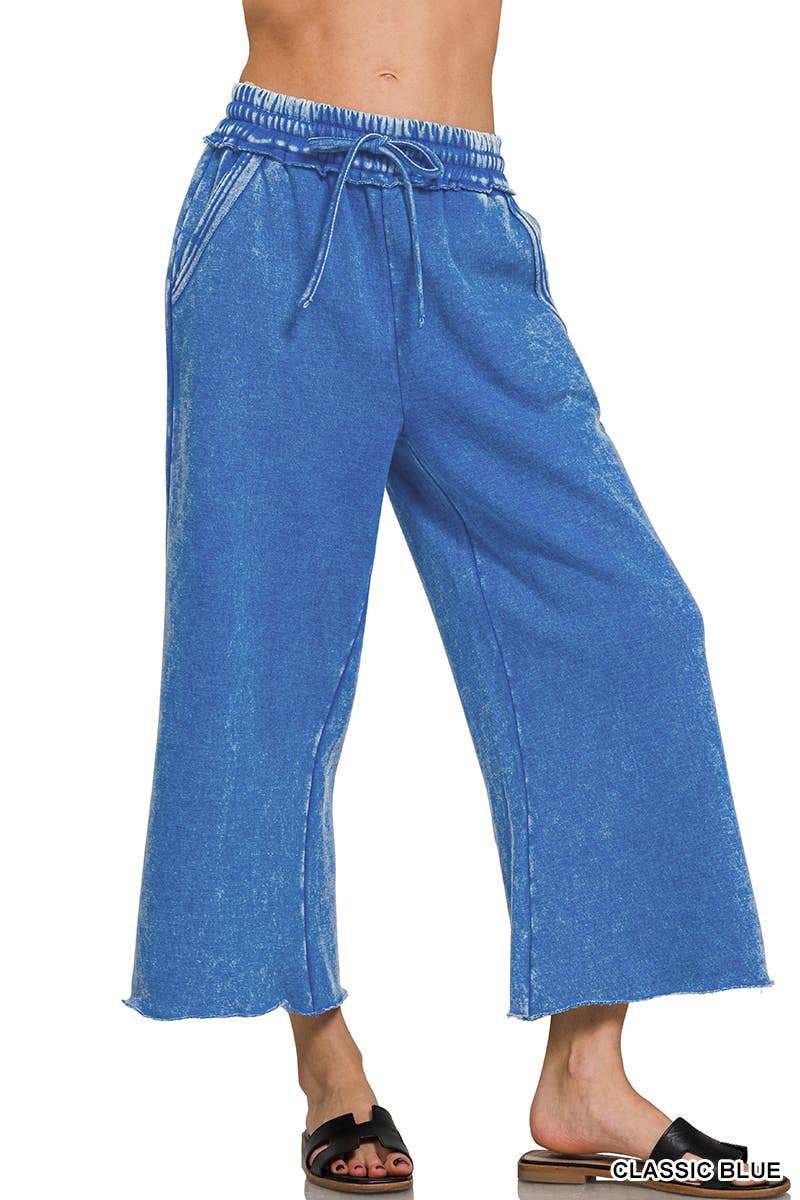 Zenana- Snow Wash Fleece Sweatpants With Pockets