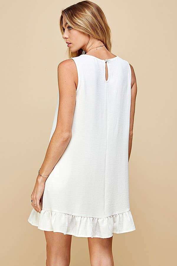 Solid Sleeveless Ruffled Midi Dress