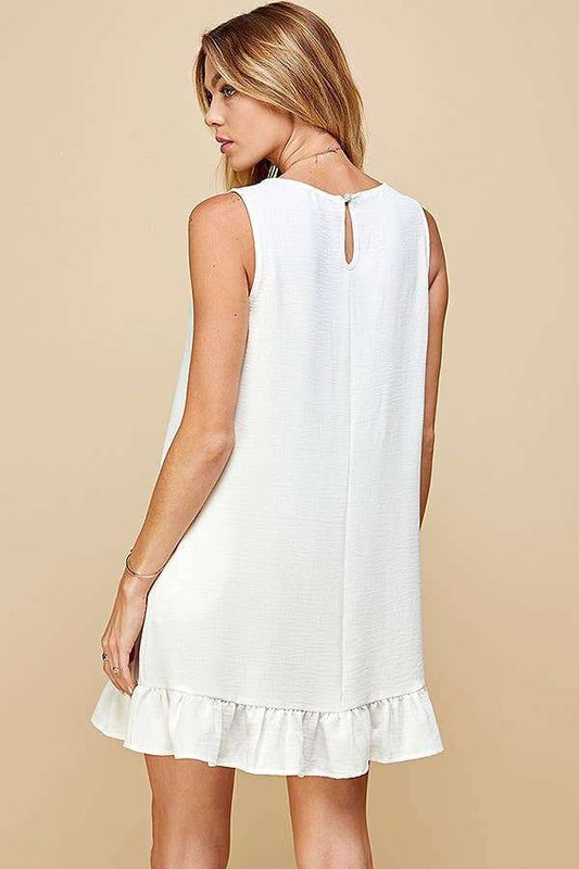 Solid Sleeveless Ruffled Midi Dress