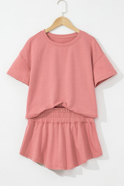Cropped Tee and Ruffle High Waist Skort Set