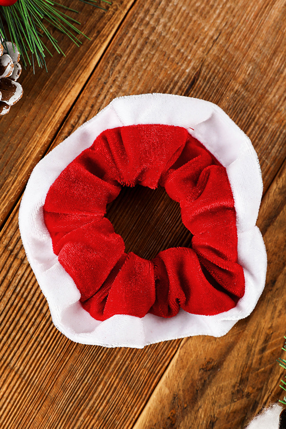 Fiery Red Color Block Flannel Christmas Scrunchie Hair Tie