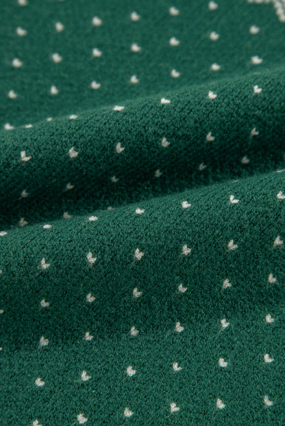 Green Snowflake Dotted Print Round Neck Sweater