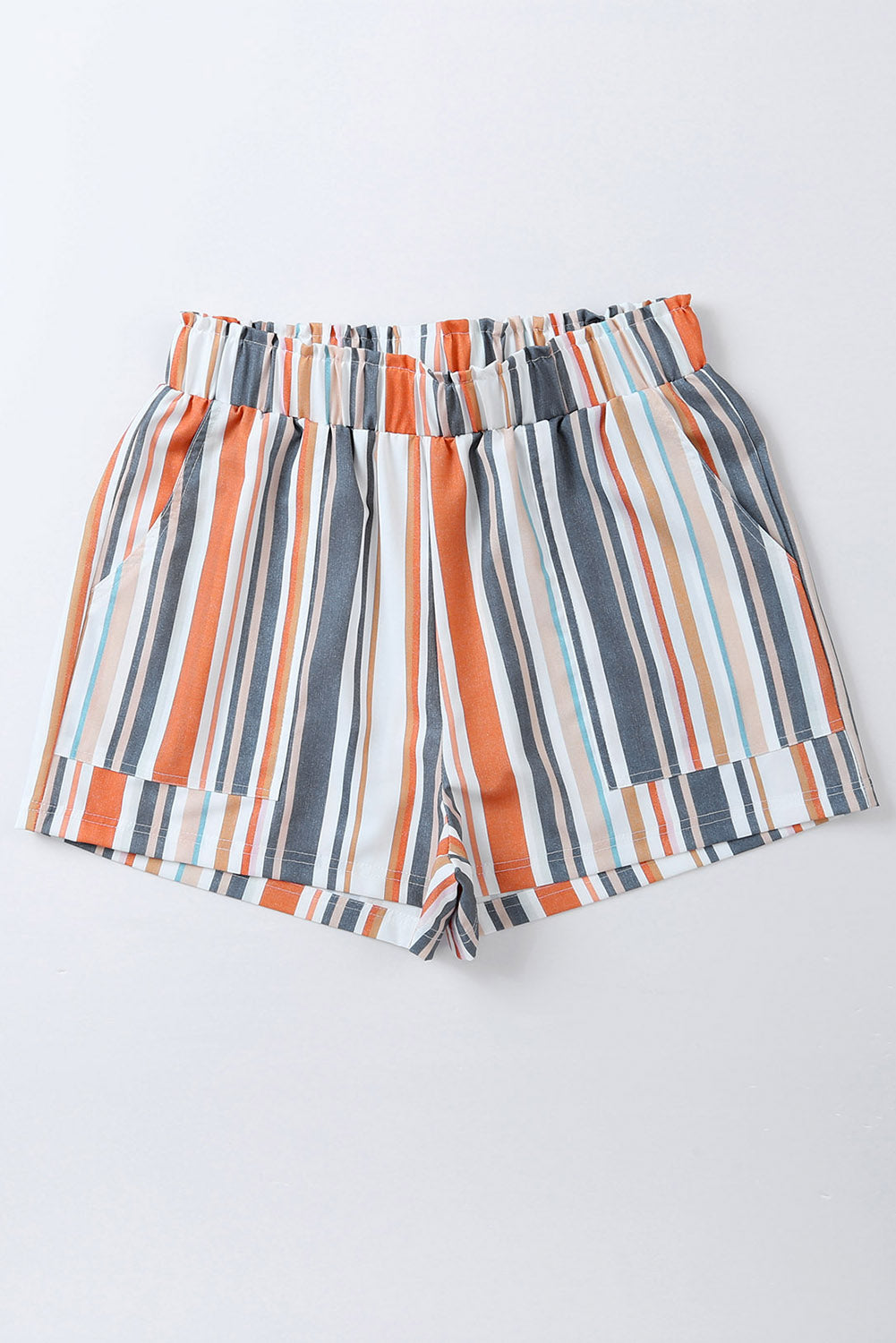 Stripe Vintage Washed Elastic Waist Shorts