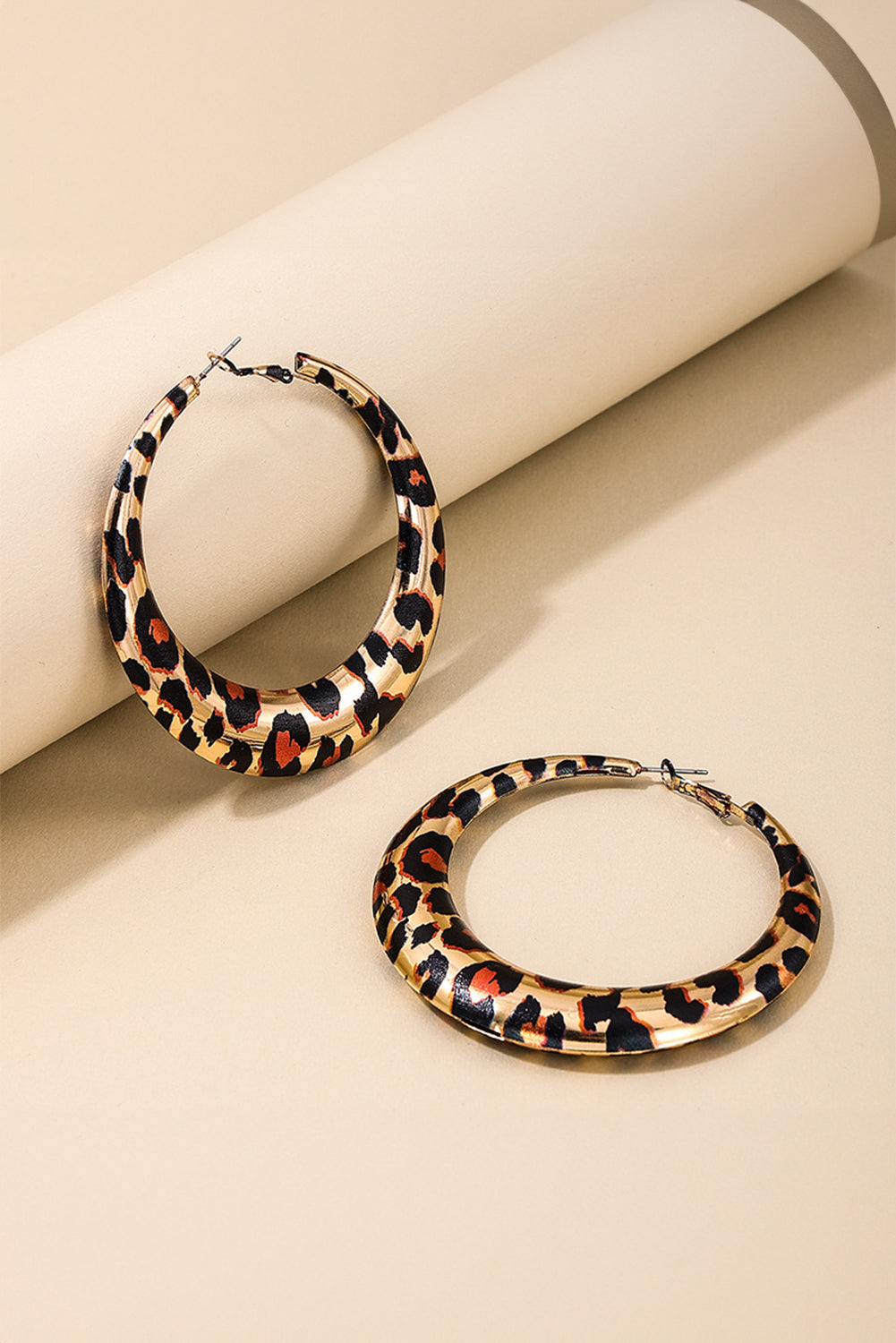 Brown Leopard print geometric earrings