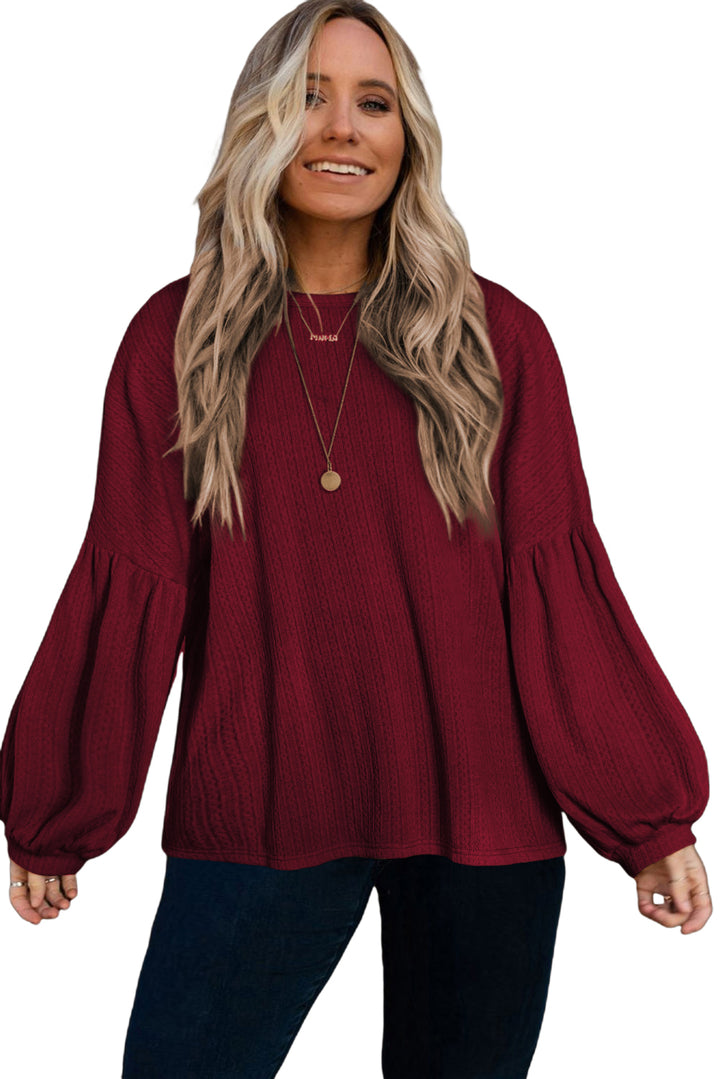 Ruby Balloon Sleeve Textured Knit Top