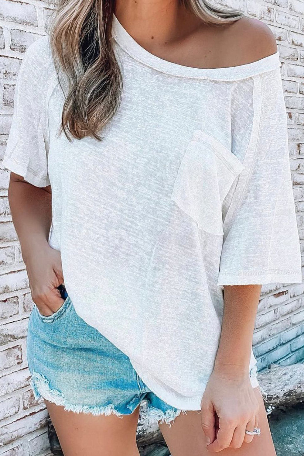 Dusty Pink Exposed Seam Loose Fit T Shirt