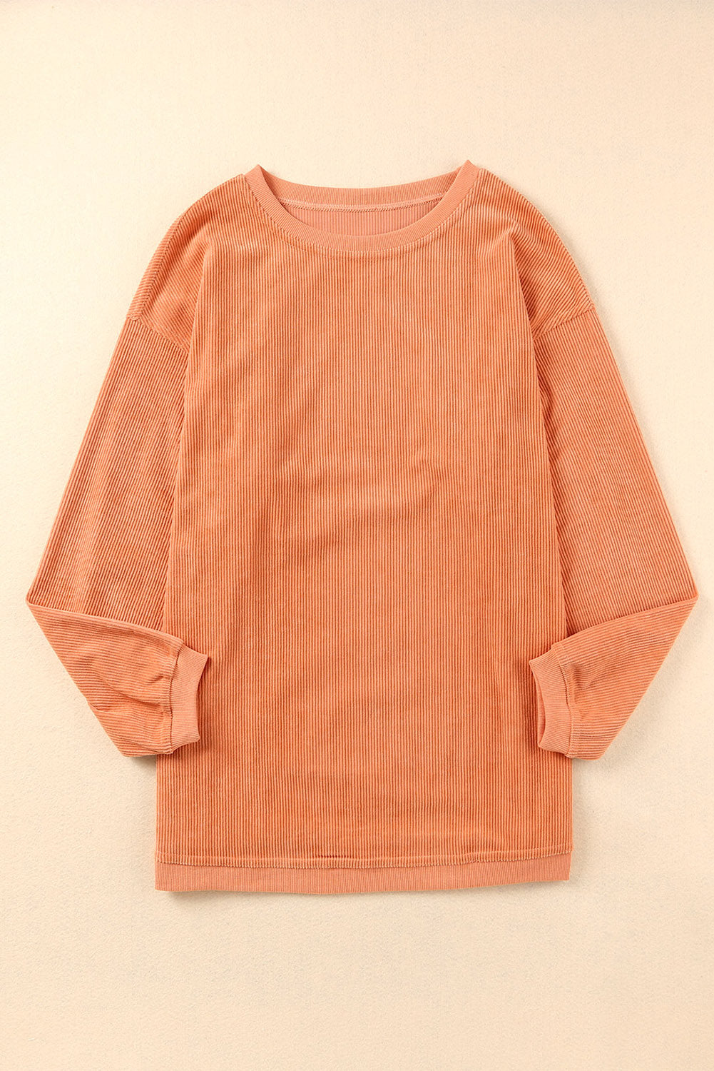 Apricot Drop Shoulder Ribbed Oversized Sweatshirt
