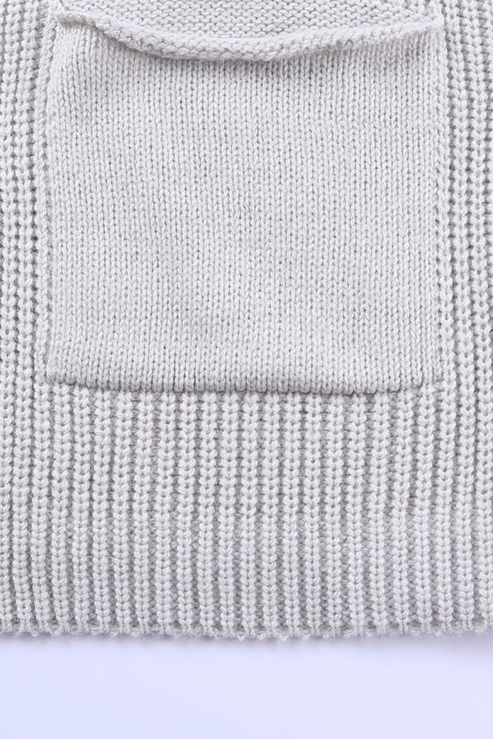 Khaki Batwing Sleeve Pocket Oversized Cable Knit Cardigan