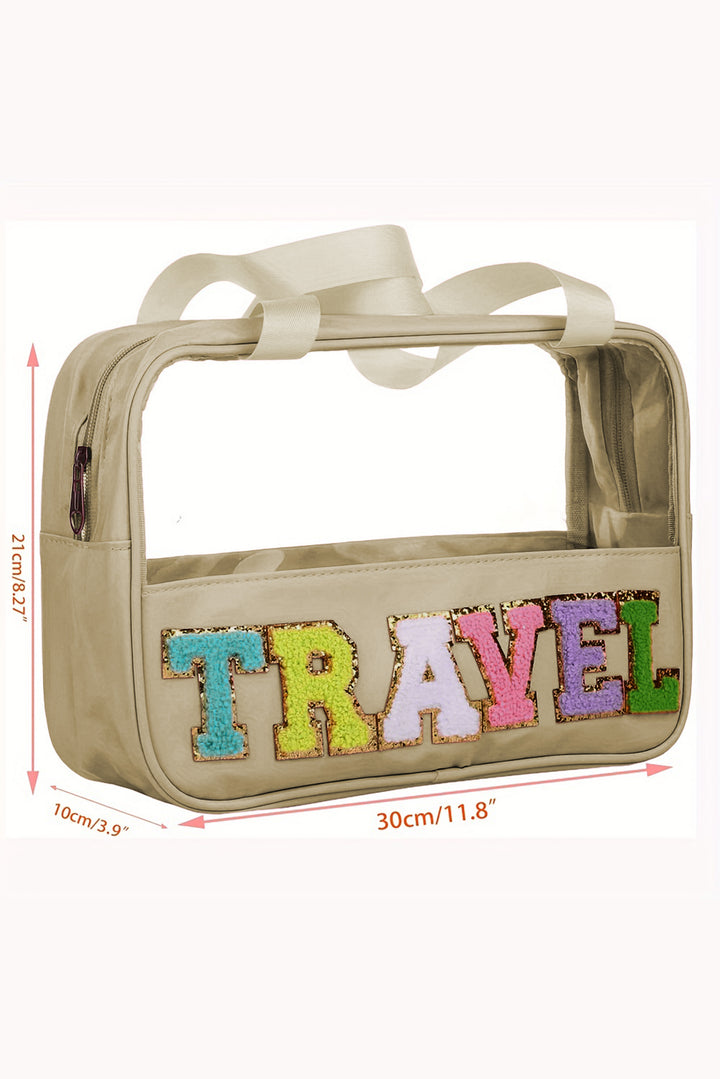 Parchment TRAVEL Letter Clear PVC Makeup Bag