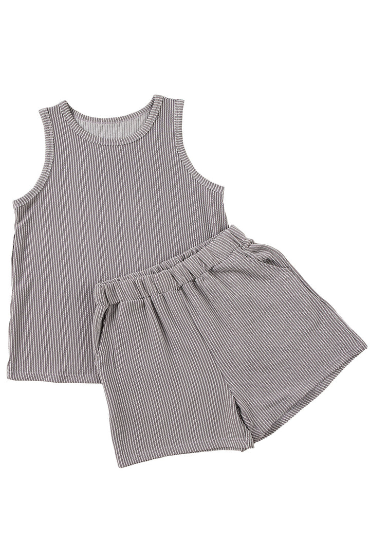 Corded Tank Top and Pocketed Shorts Set