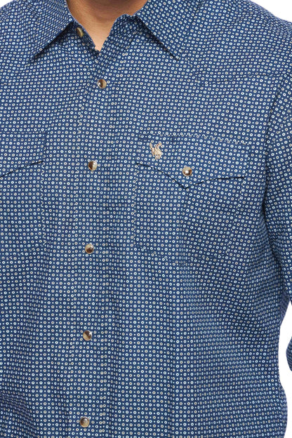 Rodeo Clothing Men's Print Long Sleeve Snap Shirt