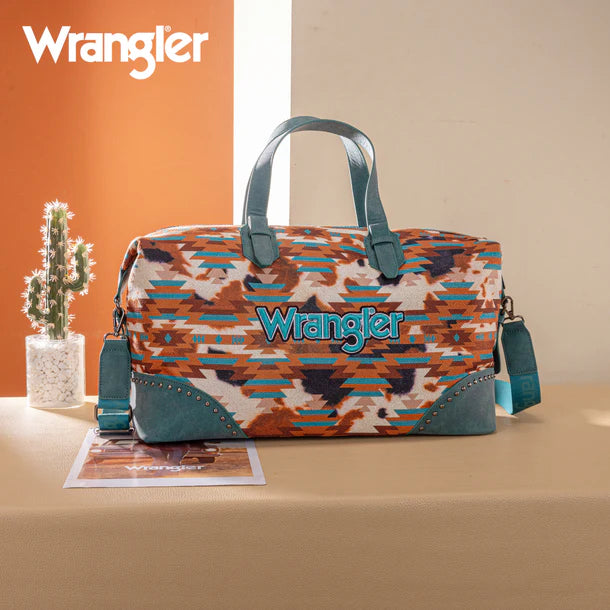 Wrangler Aztec Print Duffle/Crossbody - Turquoise