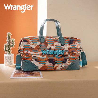 Wrangler Aztec Print Duffle/Crossbody - Turquoise