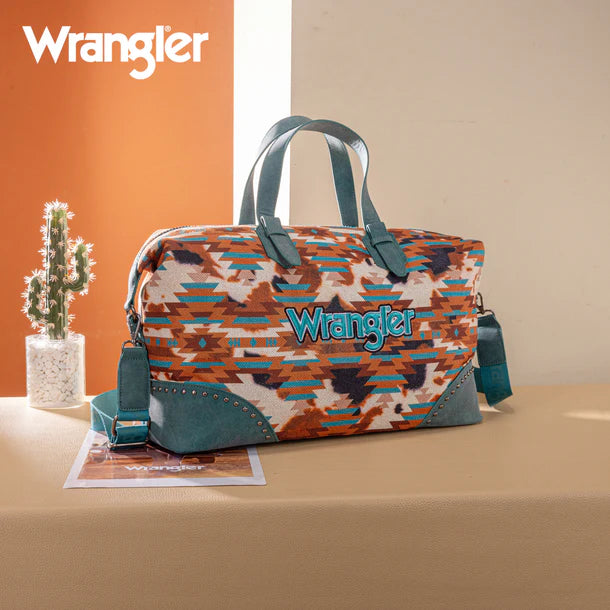 Wrangler Aztec Print Duffle/Crossbody - Turquoise