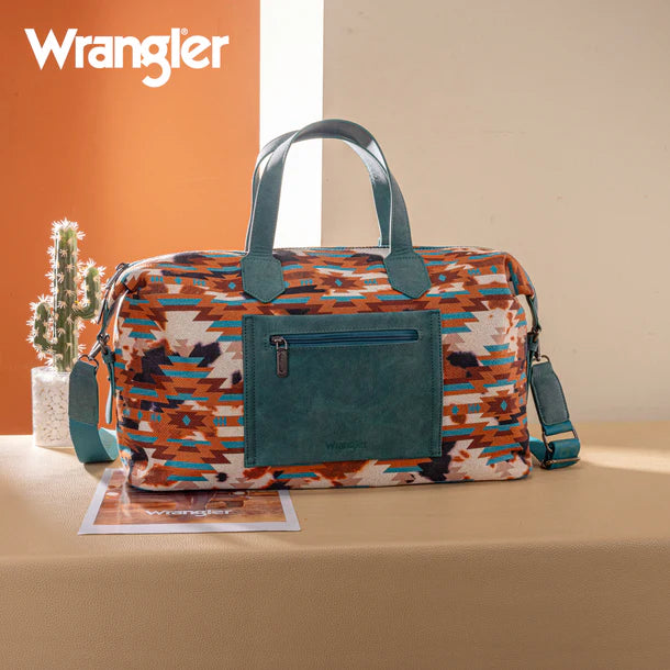 Wrangler Aztec Print Duffle/Crossbody - Turquoise